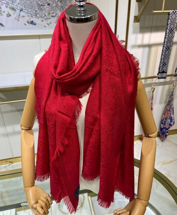 Louis Vuitton Scarf Women s Monogram Scarf Red