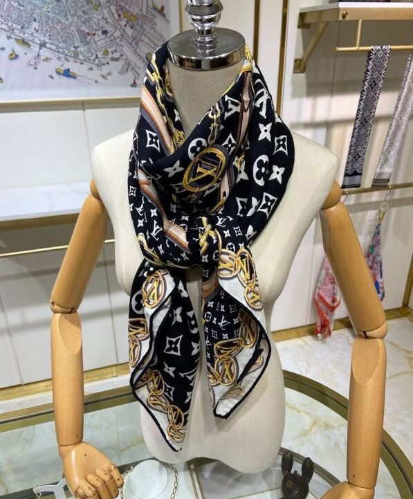 Louis Vuitton Scarf Women s Monogram Forever Long Scarf Black