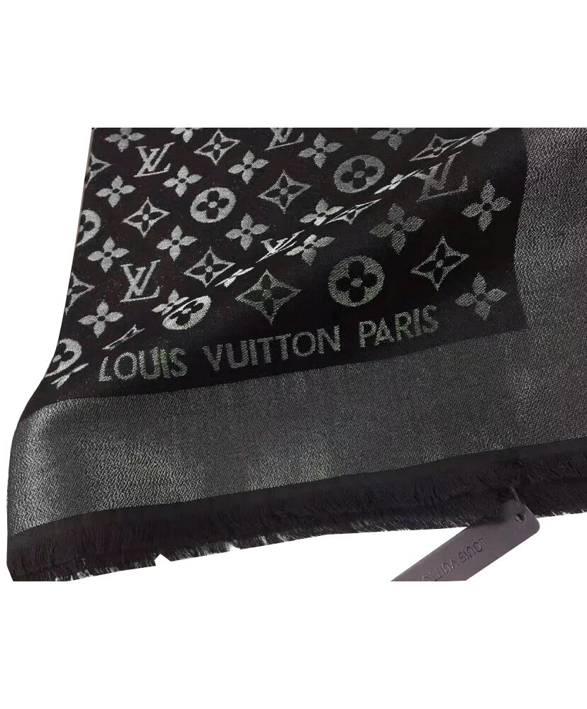 Louis Vuitton Scarf Monogram Shine Shawl Black