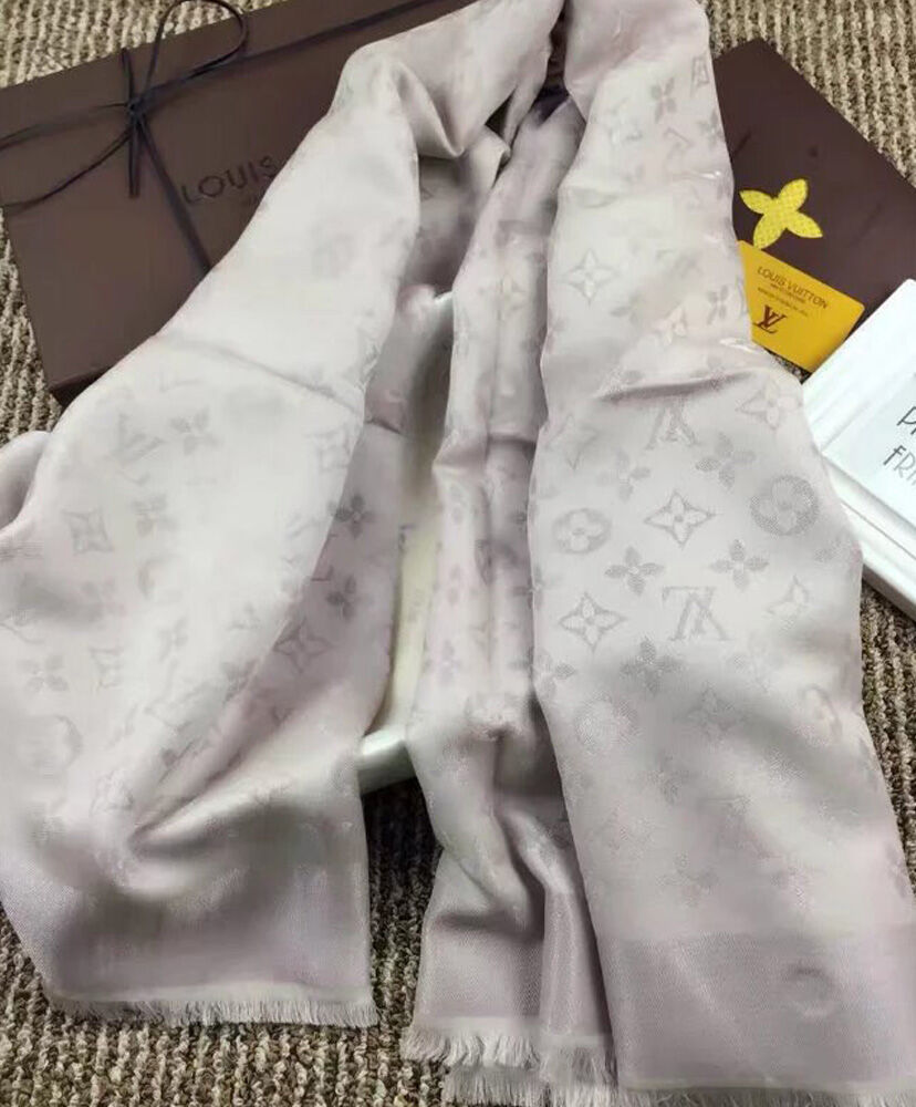 Louis Vuitton Scarf Monogram Shine Shawl Gray