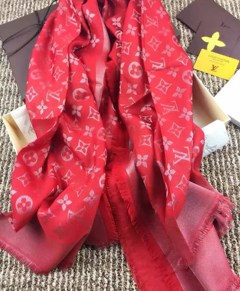 Louis Vuitton Scarf Monogram Shine Shawl Red