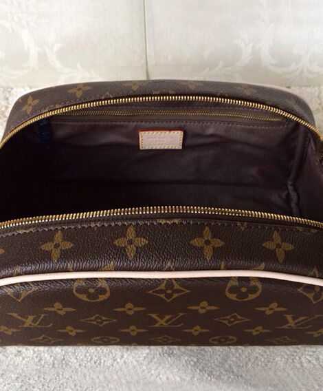 Louis Vuitton Canvas Double Zipper Opening Toiletry Bag M47624 Brown