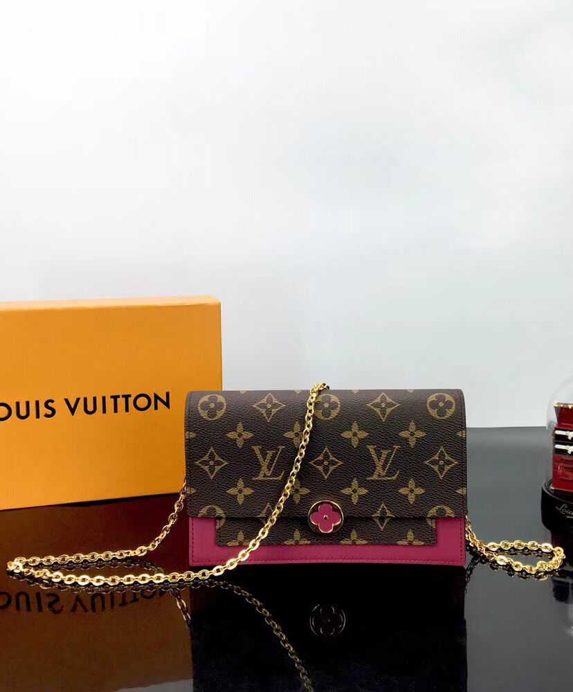 Louis Vuitton Flore Chain Wallet M67404 M67405 Mauve