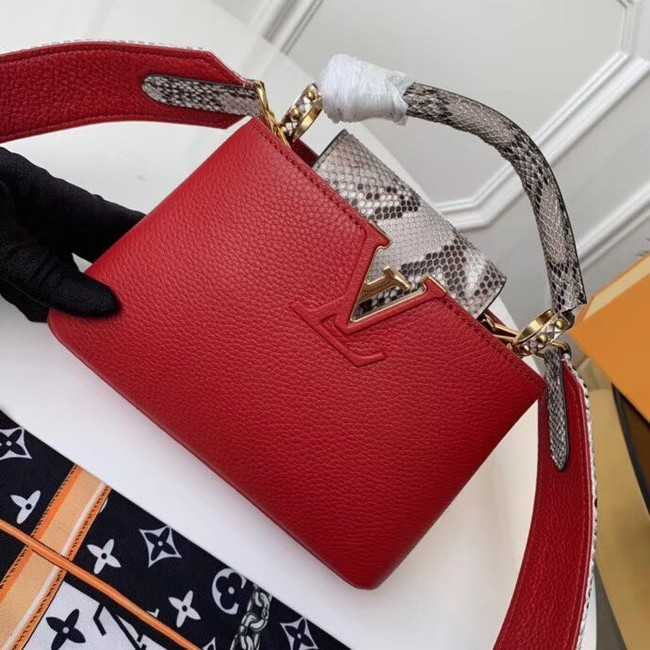 Louis Vuitton Outlet original taurillon leather Capucines Mini N95509 red