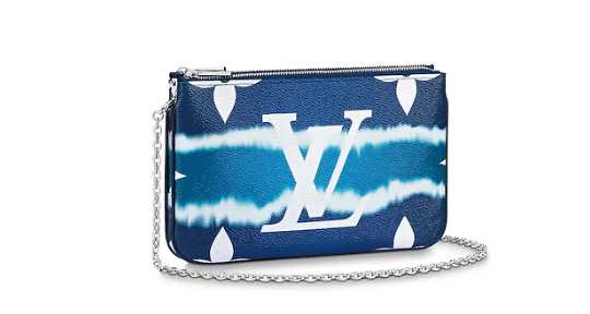 Louis Vuitton Outlet original ESCALE POCHETTE DOUBLE ZIP clutch bag M69124 blue