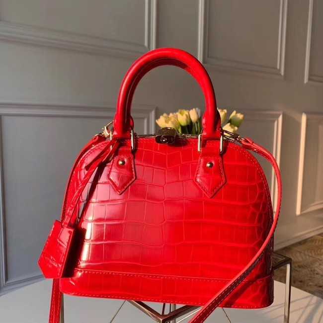 Louis Vuitton Outlet Crocodile Pattern Leather Bag N90897 Red