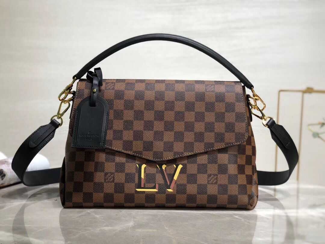 Louis Vuitton Outlet Damier Ebene Canvas Original Leather Beaubourg M40177 Black