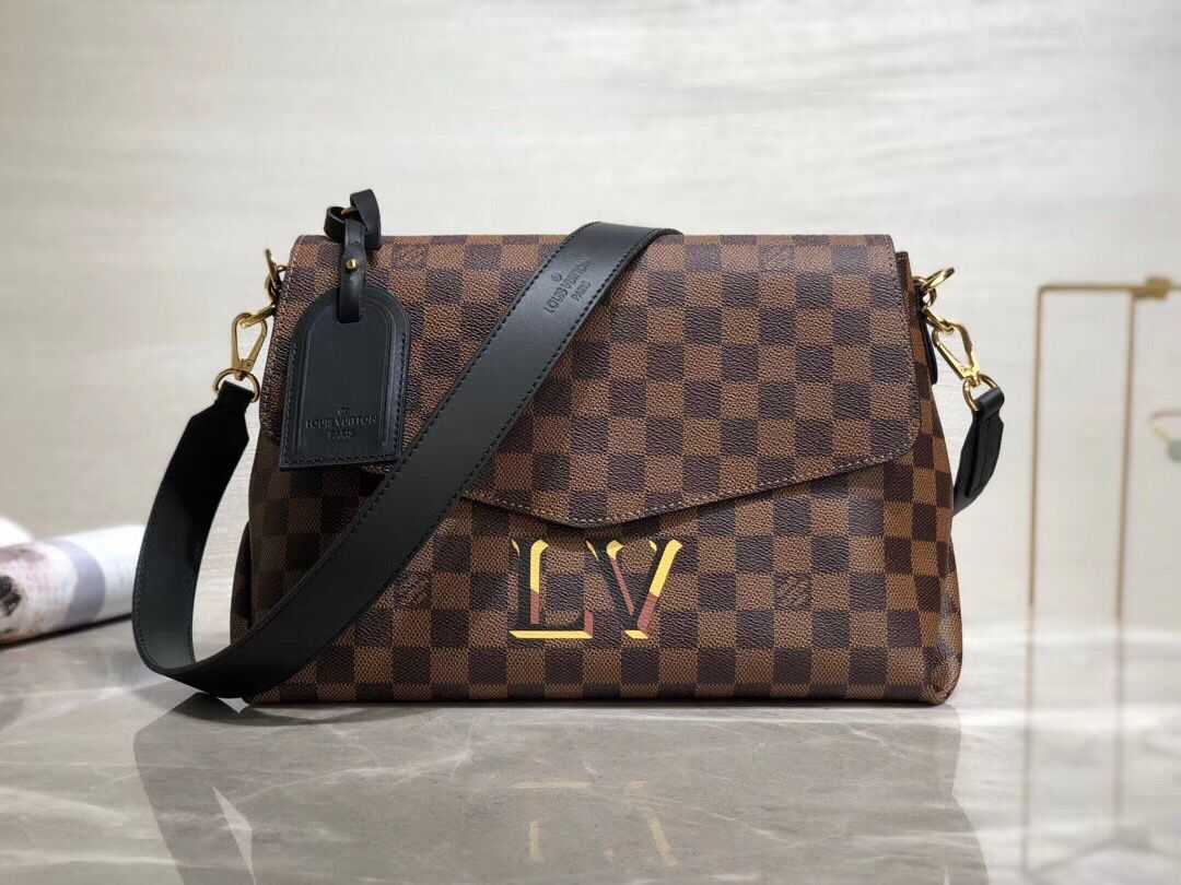 Louis Vuitton Outlet Damier Ebene Canvas Original Leather Beaubourg M40177 Black