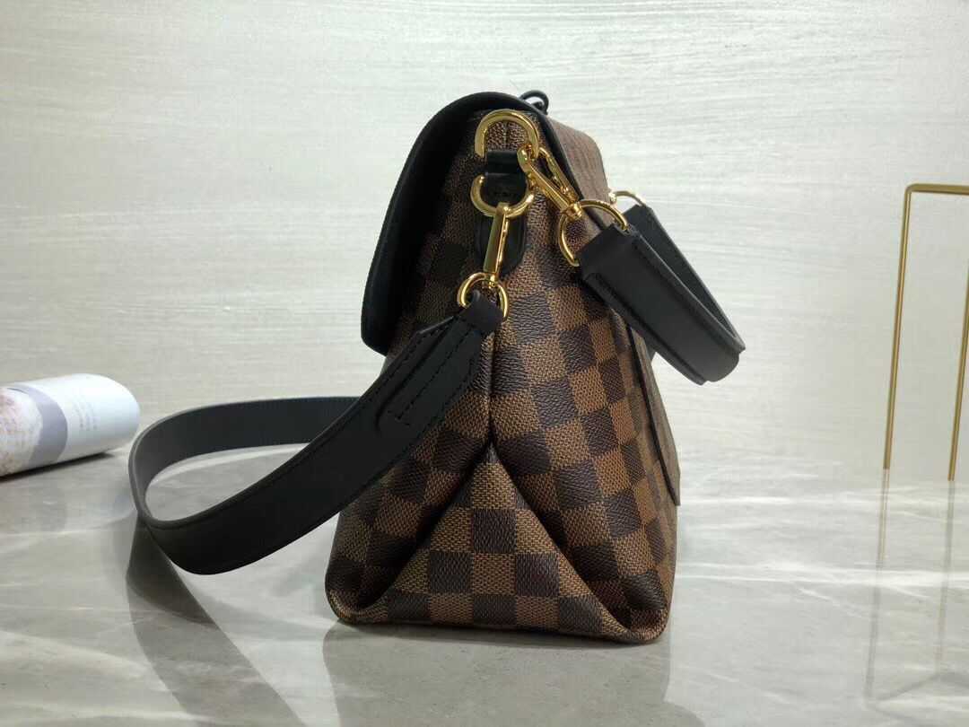 Louis Vuitton Outlet Damier Ebene Canvas Original Leather Beaubourg M40177 Black