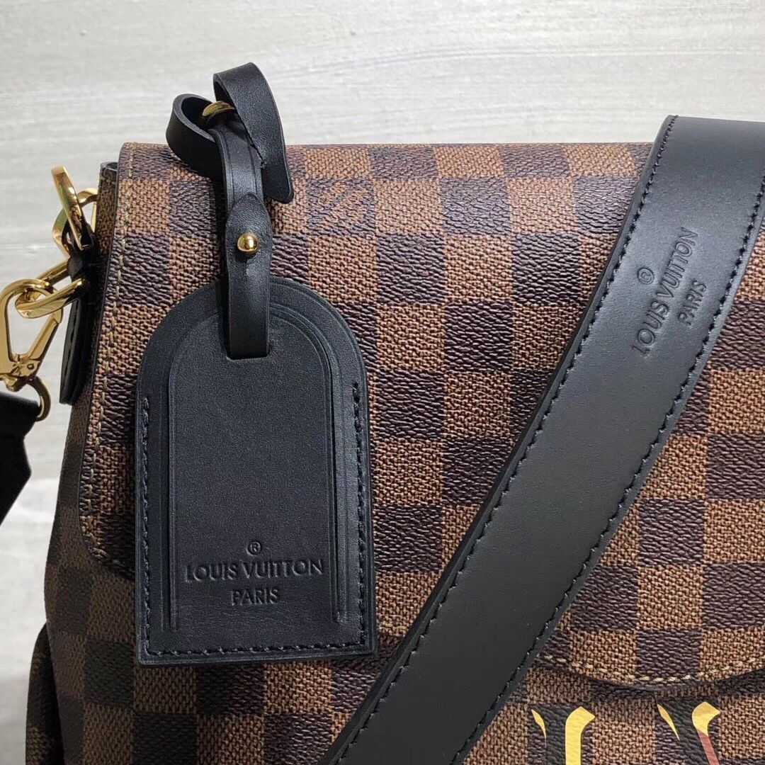 Louis Vuitton Outlet Damier Ebene Canvas Original Leather Beaubourg M40177 Black