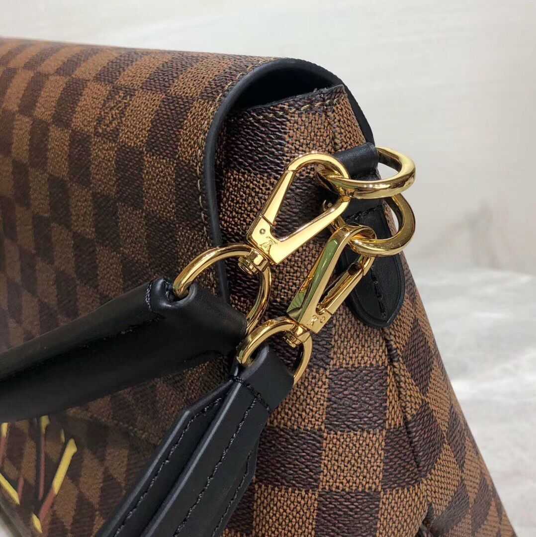 Louis Vuitton Outlet Damier Ebene Canvas Original Leather Beaubourg M40177 Black