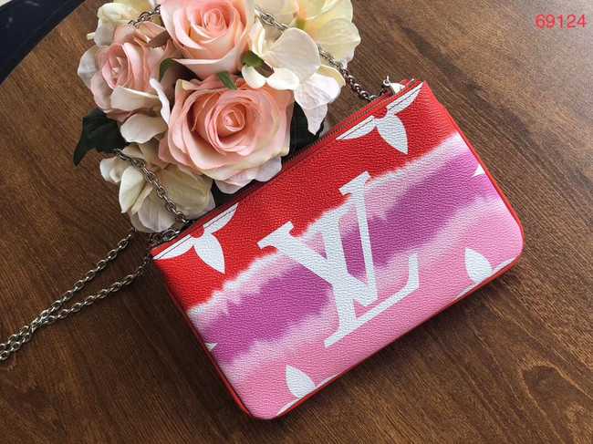 Louis Vuitton Outlet original ESCALE POCHETTE DOUBLE ZIP clutch bag M69124 red