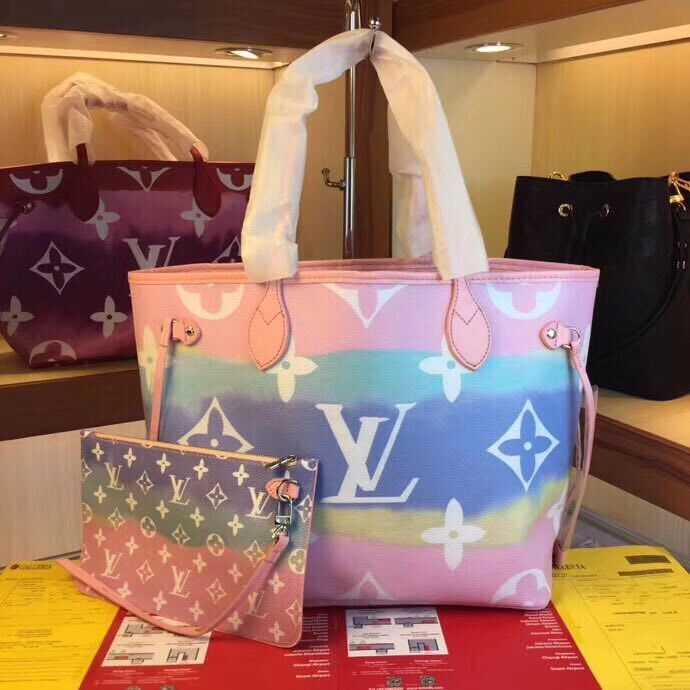 Louis Vuitton Outlet Monogram Canvas Original NEVERFULL M45128 pink