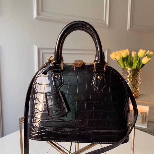 Louis Vuitton Outlet Crocodile Pattern Leather Bag N90897 Black