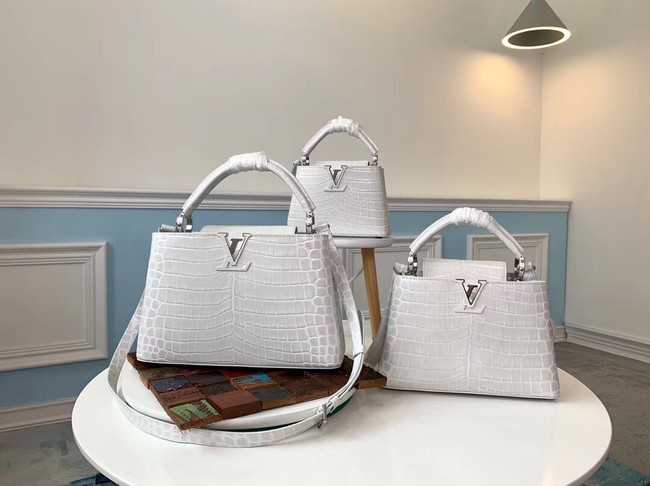 Louis Vuitton Outlet original crocodile CAPUCINES PM M53665 cream