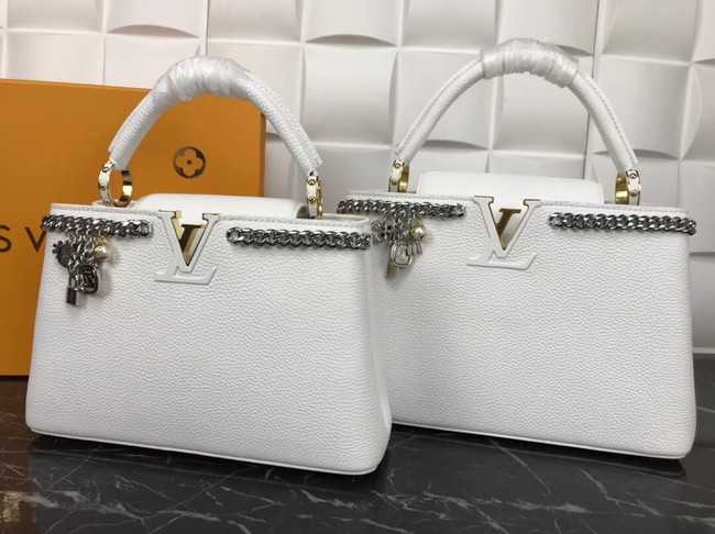 Louis Vuitton Outlet Original Leather CAPUCINES PM M52963 White