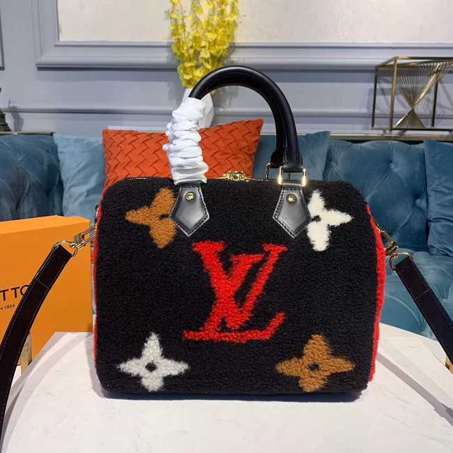 Louis Vuitton Outlet original SPEEDY 25 wool M55423 black&red