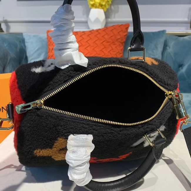 Louis Vuitton Outlet original SPEEDY 25 wool M55423 black&red