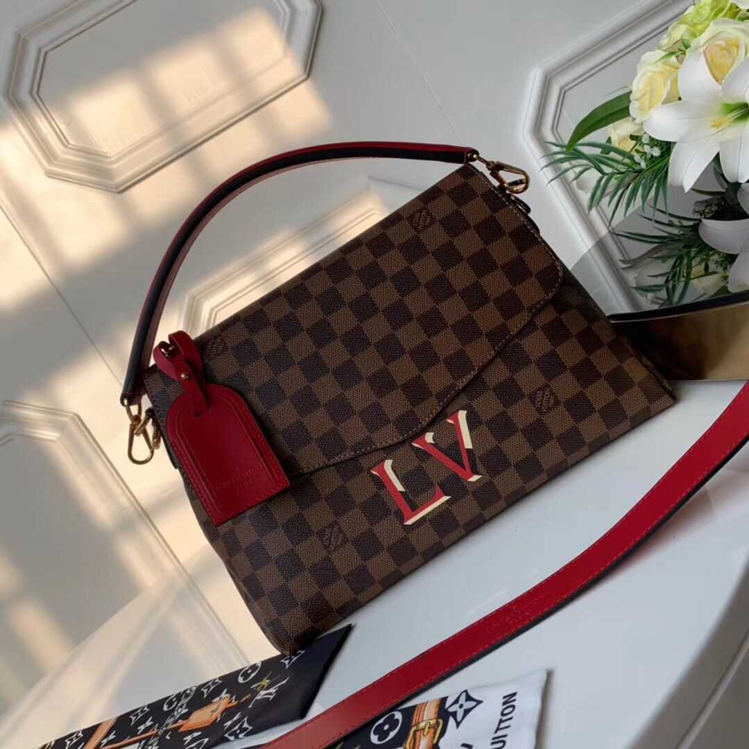 Louis Vuitton Outlet Damier Ebene Canvas Original Leather Beaubourg M40176 Red