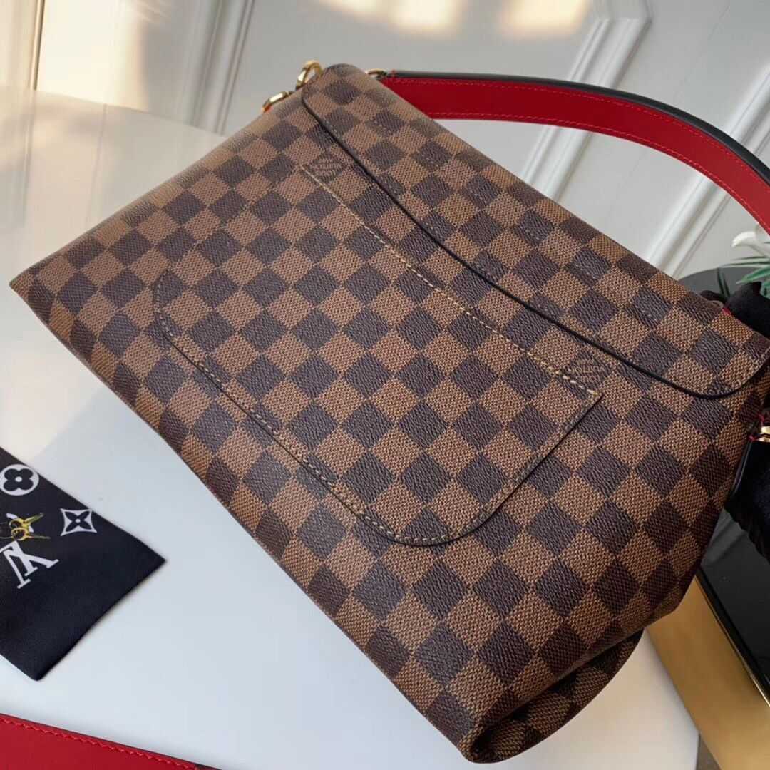 Louis Vuitton Outlet Damier Ebene Canvas Original Leather Beaubourg M40176 Red