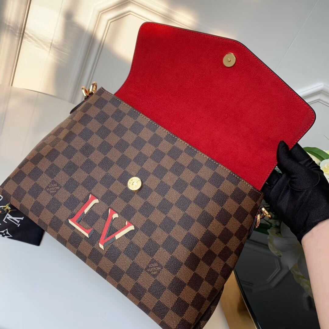 Louis Vuitton Outlet Damier Ebene Canvas Original Leather Beaubourg M40176 Red