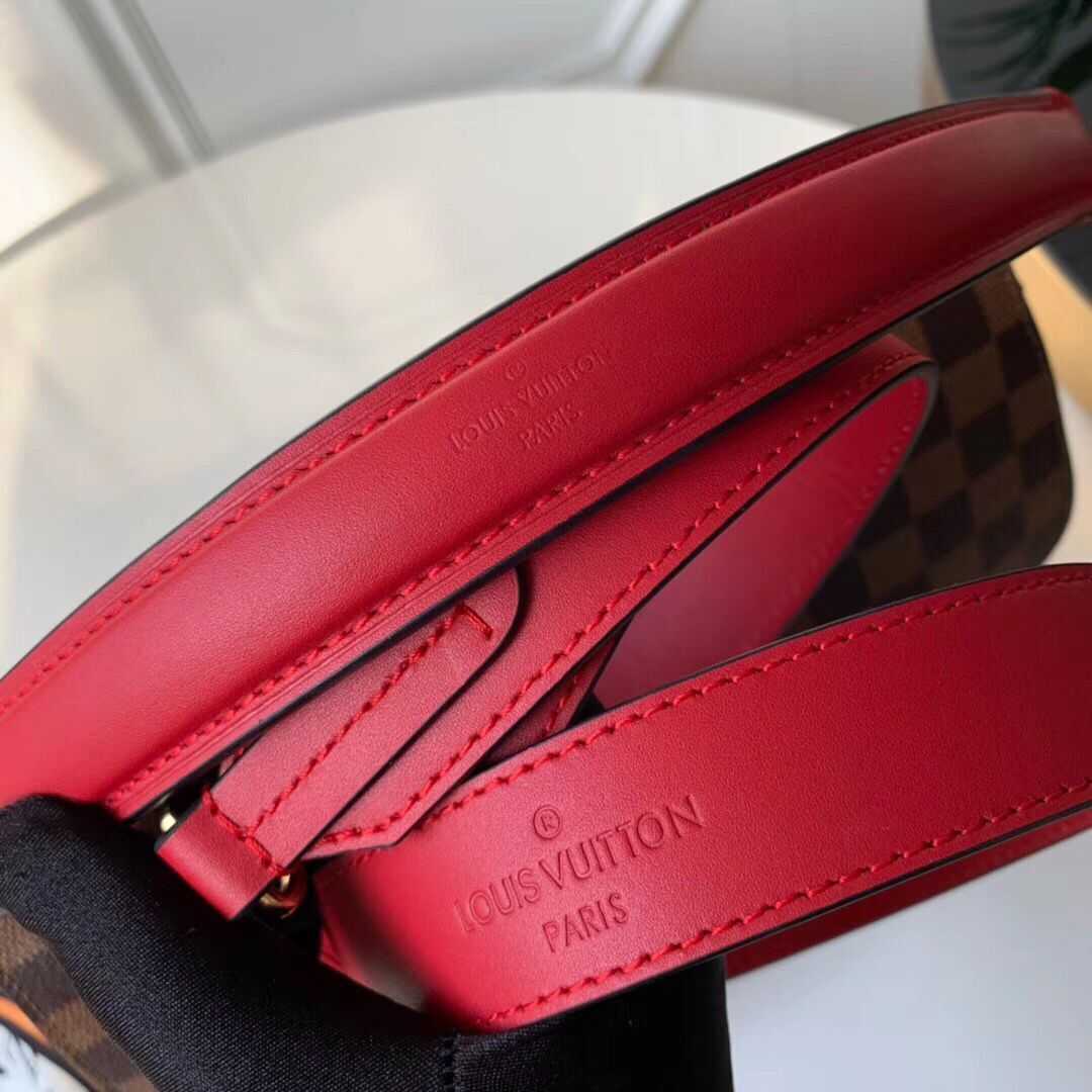 Louis Vuitton Outlet Damier Ebene Canvas Original Leather Beaubourg M40176 Red