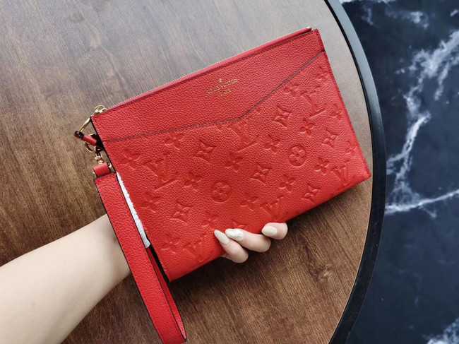 Louis Vuitton Outlet Original Monogram Empreinte Clutch bag MELANIE M68705 red