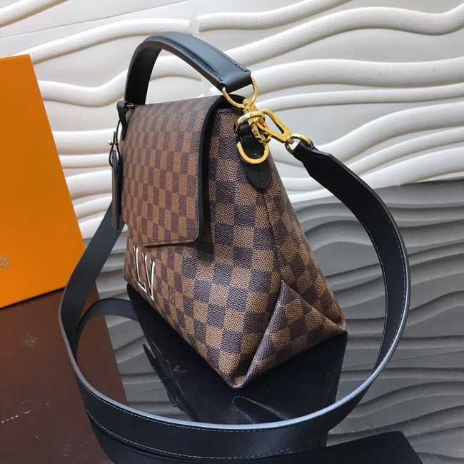 Louis Vuitton Outlet Damier Ebene Canvas Original Leather Beaubourg M40176 black