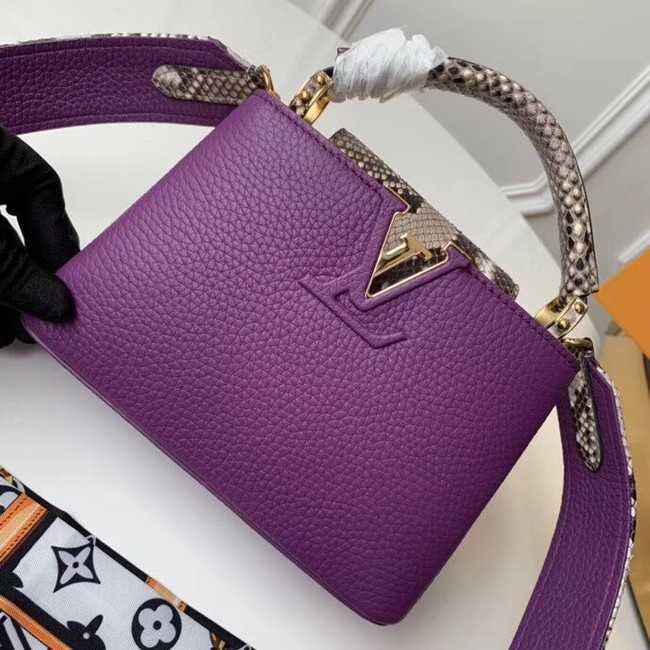 Louis Vuitton Outlet original taurillon leather Capucines Mini N95509 purple