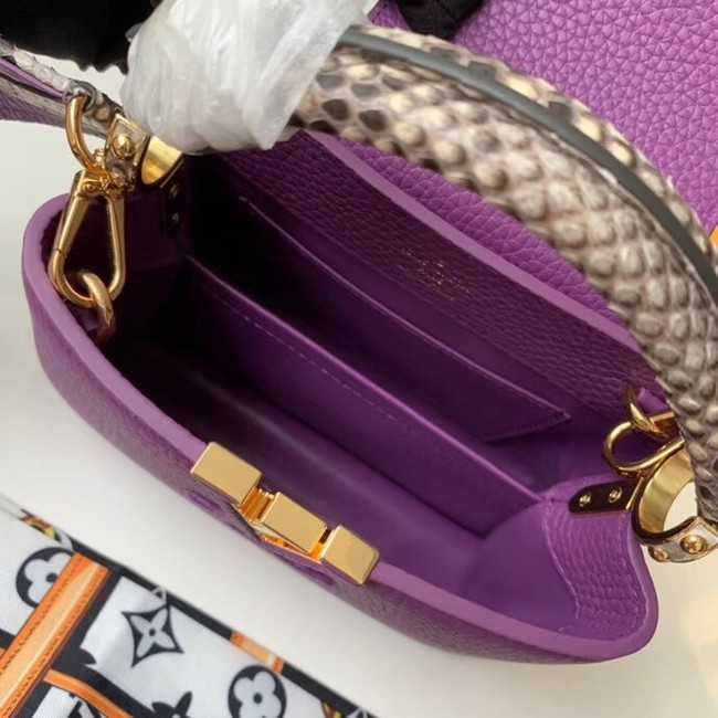 Louis Vuitton Outlet original taurillon leather Capucines Mini N95509 purple