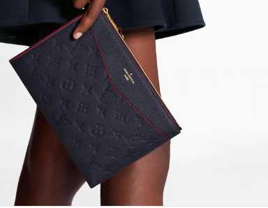 Louis Vuitton Outlet Original Monogram Empreinte Clutch bag MELANIE M68705 Navy blue