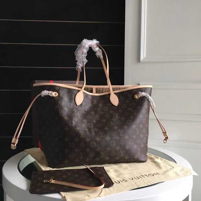 Louis Vuitton Outlet Monogram Canvas Original NEVERFULL GM M40990 apricot