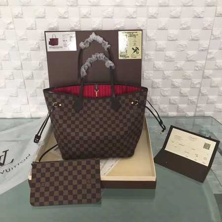 Louis Vuitton Outlet original damier ebene neverfull mm n41358 red