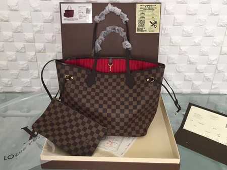 Louis Vuitton Outlet original damier ebene neverfull mm n41358 red