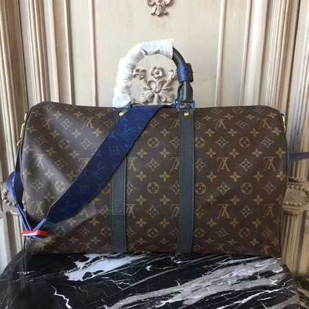 Louis Vuitton Outlet Monogram Canvas Keepall 45CM with Shoulder Strap 43858 black