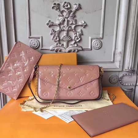 Louis Vuitton Outlet Original Monogram Vernis Felicie Chain Wallet 61276 pink