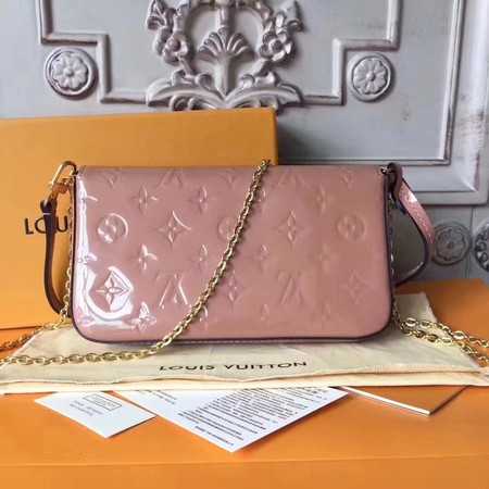 Louis Vuitton Outlet Original Monogram Vernis Felicie Chain Wallet 61276 pink