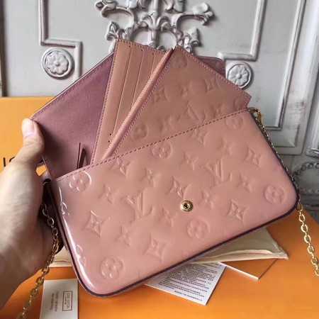 Louis Vuitton Outlet Original Monogram Vernis Felicie Chain Wallet 61276 pink