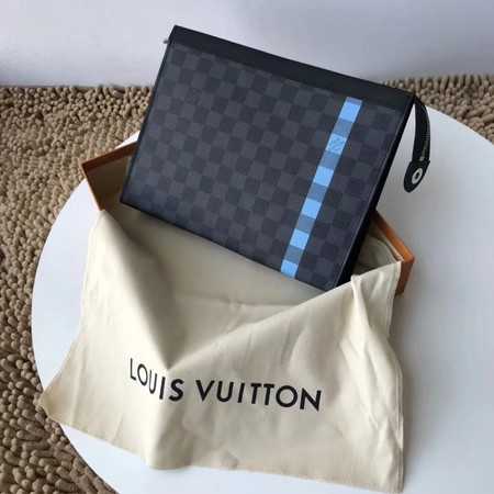 Louis Vuitton Outlet Damier Graphite Clutch Bag N64444 blue