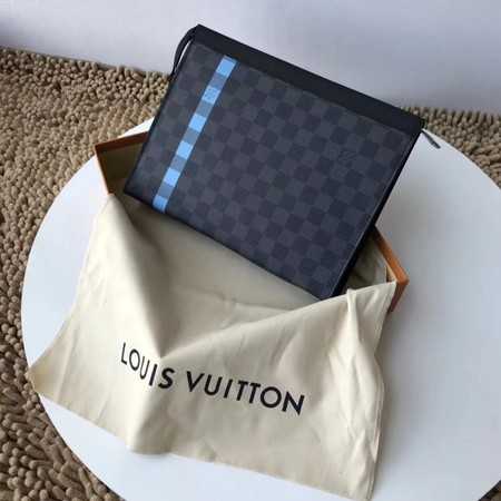 Louis Vuitton Outlet Damier Graphite Clutch Bag N64444 blue