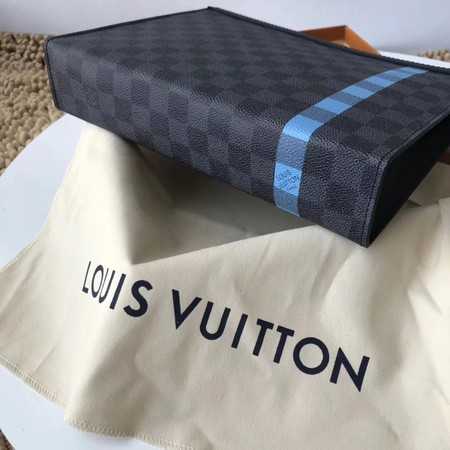 Louis Vuitton Outlet Damier Graphite Clutch Bag N64444 blue