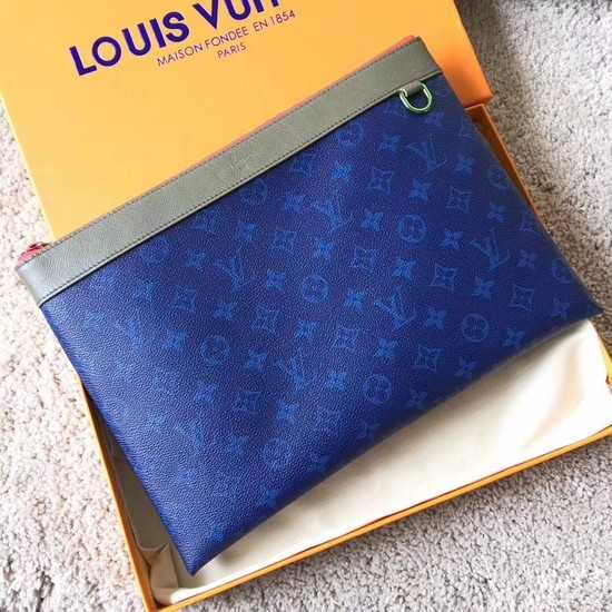 Louis Vuitton Outlet Monogram Canvas Clutch Bag POCHETTE APOLLO 61692 blue