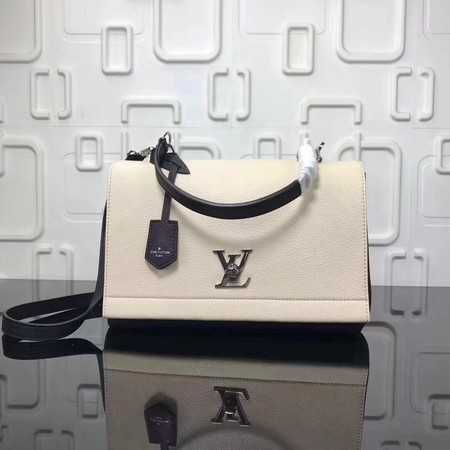 Louis Vuitton Outlet soft original calf leather LOCKME BB Bag M50250 Cream With black