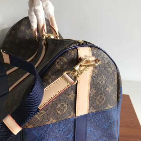 Louis Vuitton Outlet Monogram Canvas Keepall 50CM with Shoulder Strap 43861 blue.brown