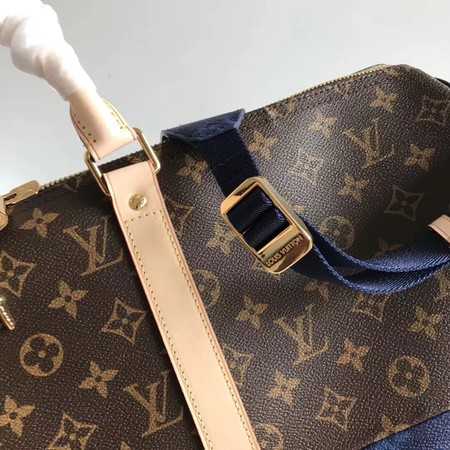 Louis Vuitton Outlet Monogram Canvas Keepall 50CM with Shoulder Strap 43861 blue.brown