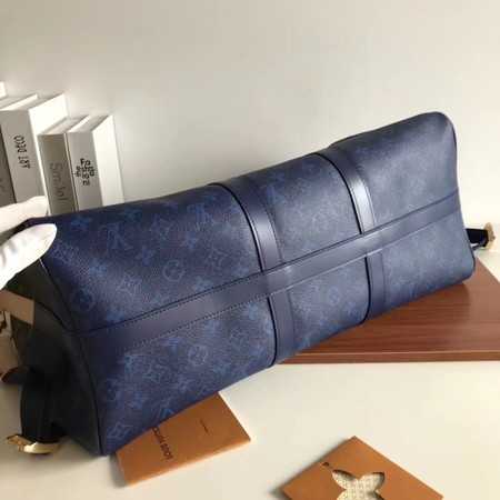 Louis Vuitton Outlet Monogram Canvas Keepall 50CM with Shoulder Strap 43861 blue.brown