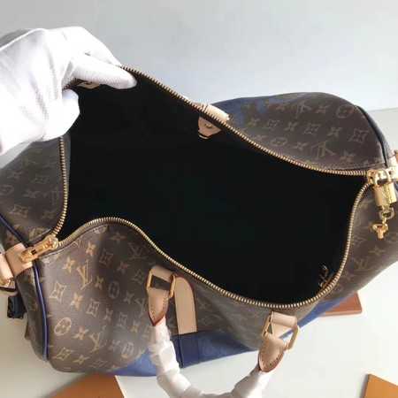 Louis Vuitton Outlet Monogram Canvas Keepall 50CM with Shoulder Strap 43861 blue.brown