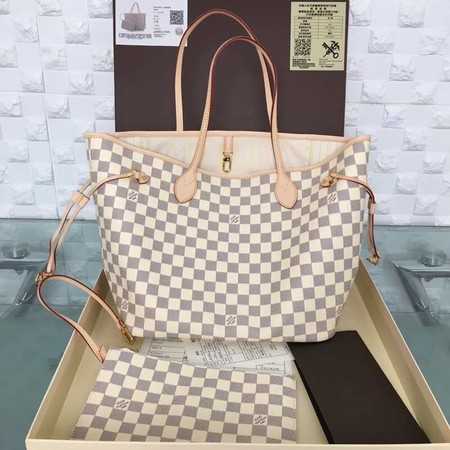 Louis Vuitton Outlet original damier azur neverfull mm n41361 beige