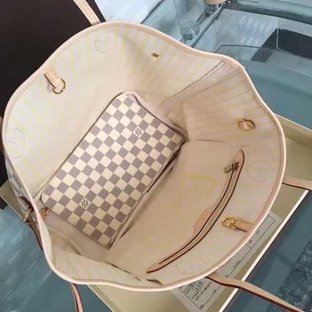 Louis Vuitton Outlet original damier azur neverfull mm n41361 beige