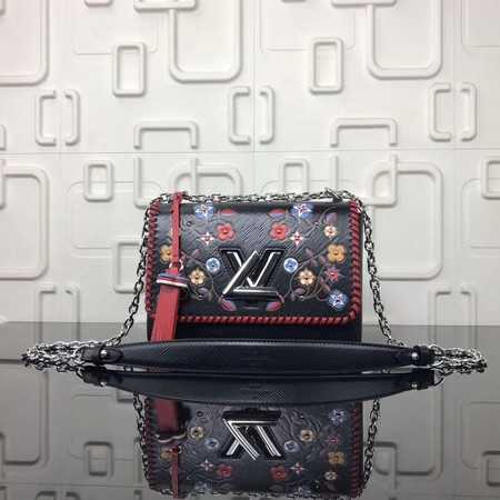 Louis Vuitton Outlet original epi leather twist Monogram flower M50282 black